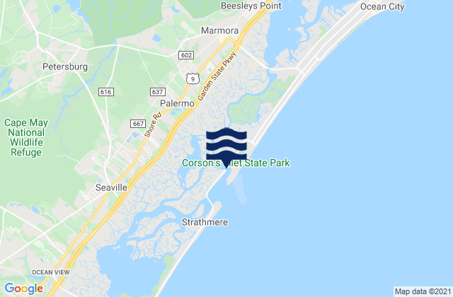 Mappa delle Getijden in Middle Thorofare Ocean Drive Bridge, United States