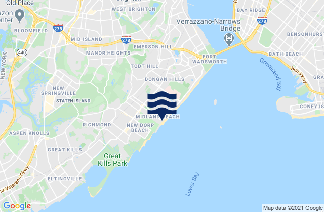 Mappa delle Getijden in Midland Beach Staten Island, United States