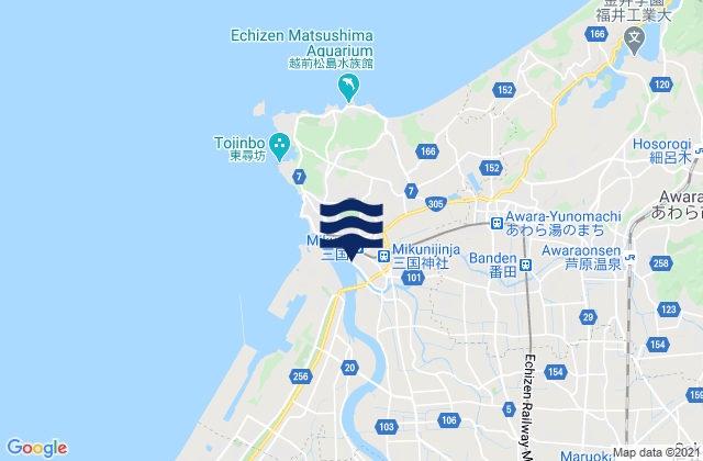 Mappa delle Getijden in Mikuni, Japan