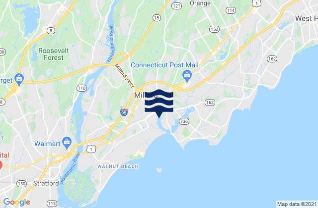 Mappa delle Getijden in Milford Harbor, United States