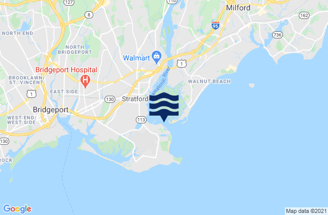 Mappa delle Getijden in Milford Point 0.2 mile west of, United States