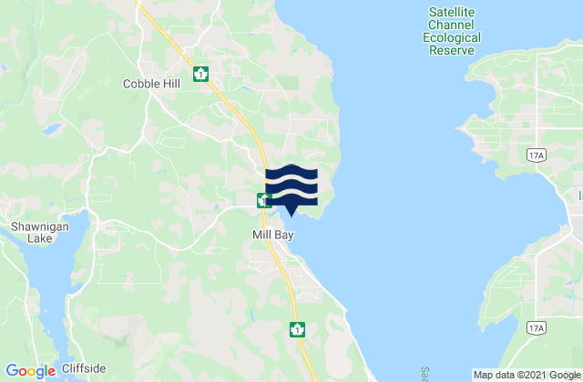 Mappa delle Getijden in Mill Bay, Canada