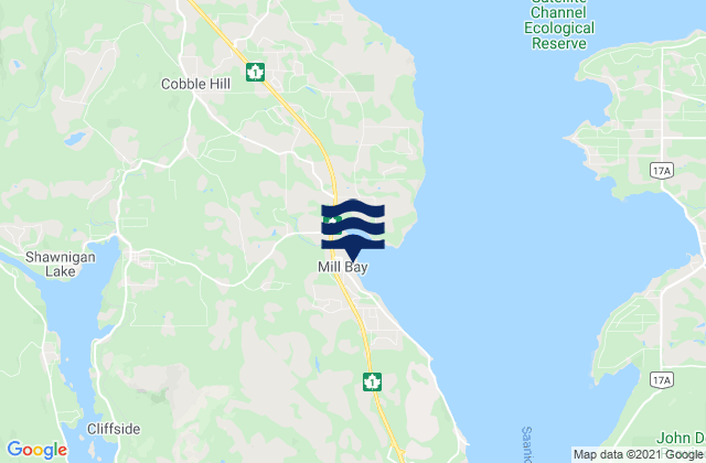 Mappa delle Getijden in Mill Bay, Canada