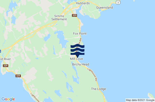 Mappa delle Getijden in Mill Cove, Canada
