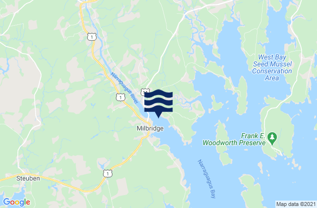 Mappa delle Getijden in Millbridge Narraguagus River Maine, United States