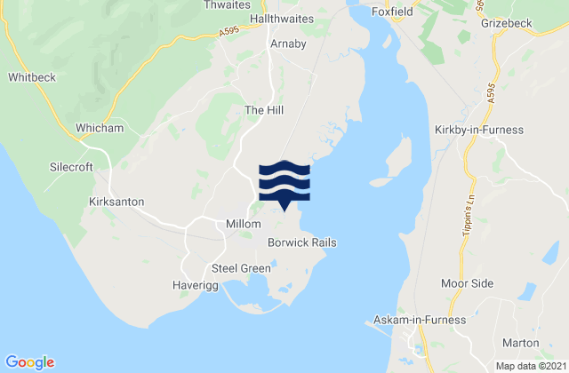 Mappa delle Getijden in Millom Beach, United Kingdom