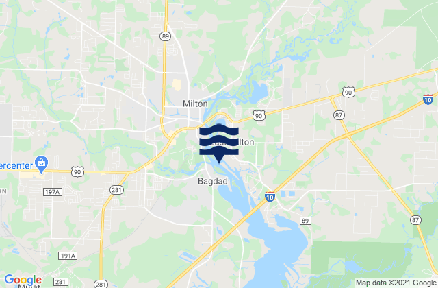 Mappa delle Getijden in Milton (Blackwater River), United States