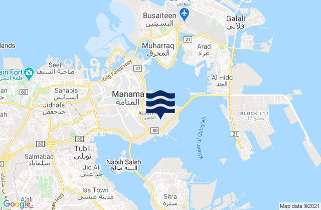 Mappa delle Getijden in Mina Sulman (Bahrain), Saudi Arabia