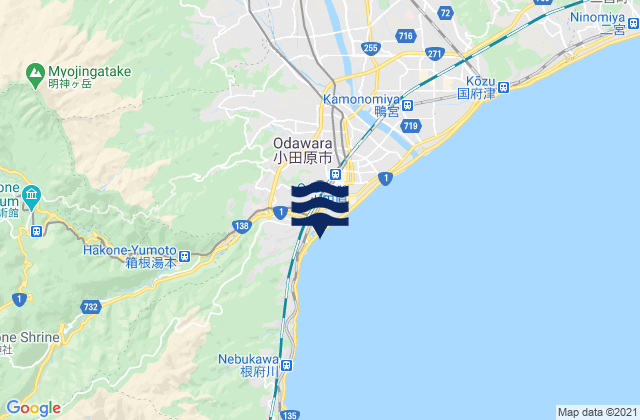 Mappa delle Getijden in Minamiashigara Shi, Japan