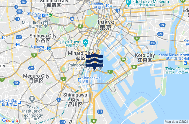 Mappa delle Getijden in Minato-ku, Japan