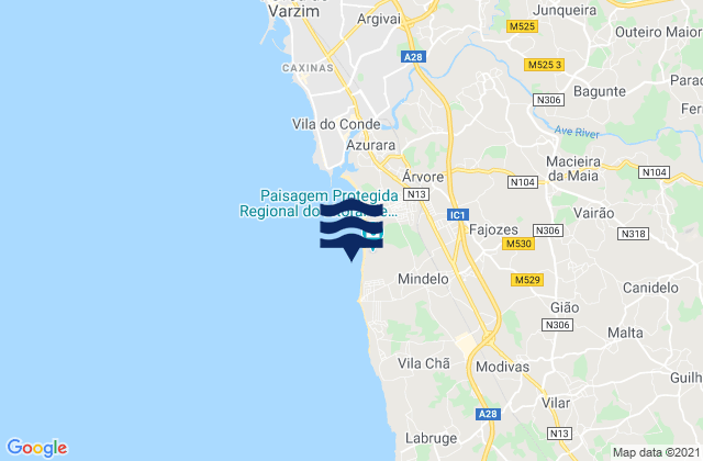 Mappa delle Getijden in Mindelo, Portugal