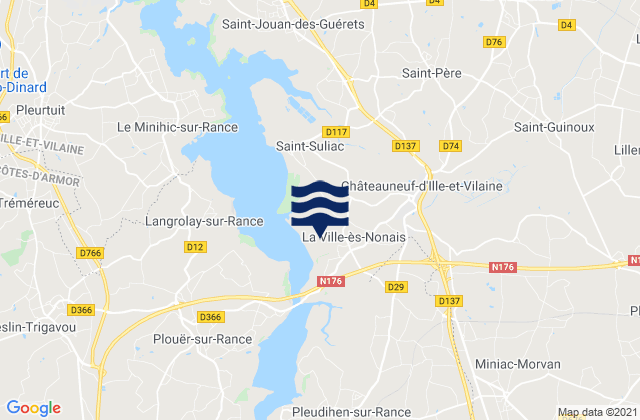 Mappa delle Getijden in Miniac-Morvan, France