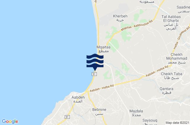 Mappa delle Getijden in Minie-Denniyeh, Lebanon