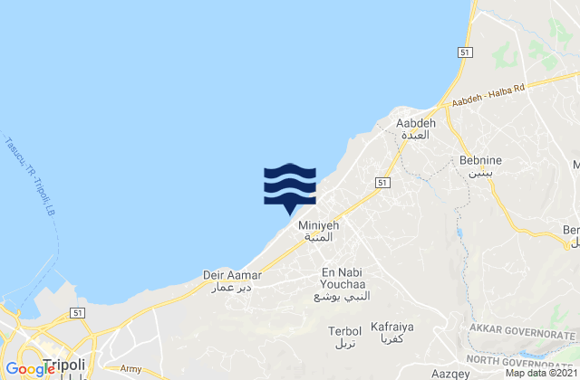 Mappa delle Getijden in Miniyeh-Danniyeh, Lebanon