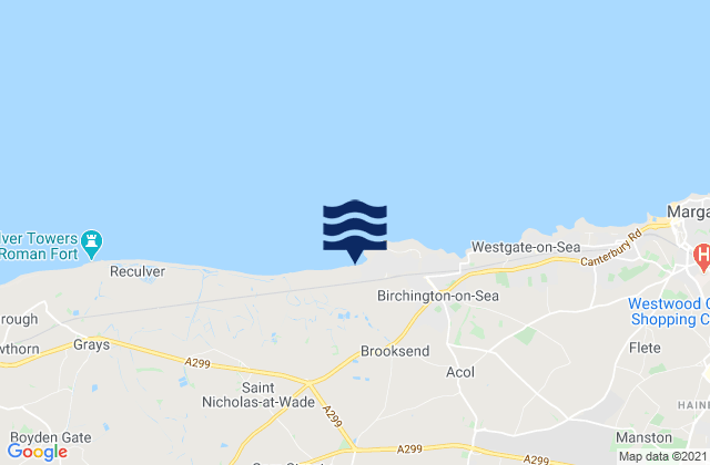 Mappa delle Getijden in Minnis Bay Beach, United Kingdom