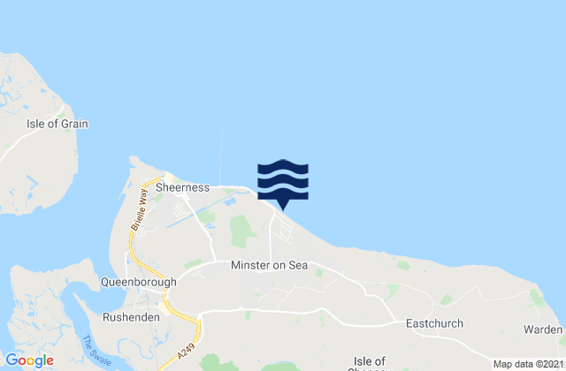 Mappa delle Getijden in Minster Leas Beach, United Kingdom