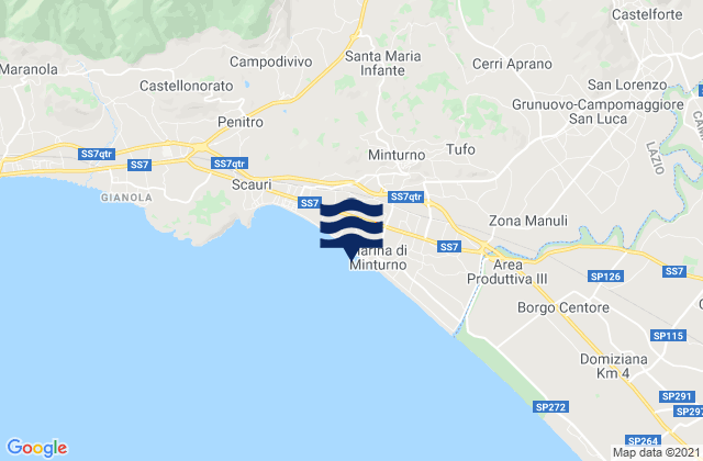 Mappa delle Getijden in Minturno, Italy