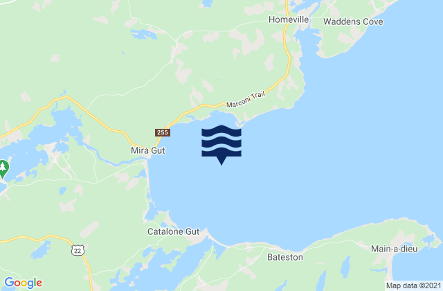 Mappa delle Getijden in Mira Bay, Canada