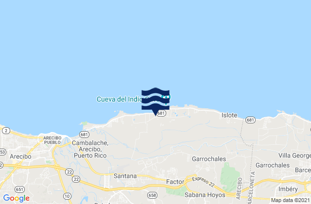 Mappa delle Getijden in Miraflores Barrio, Puerto Rico