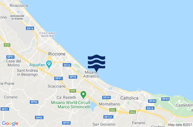 Mappa delle Getijden in Misano Adriatico, Italy
