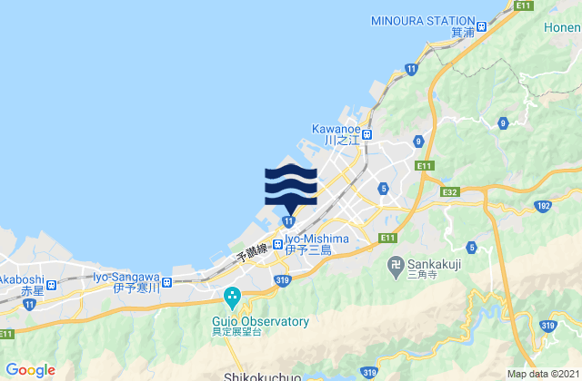 Mappa delle Getijden in Misima (Hiuti Nada), Japan