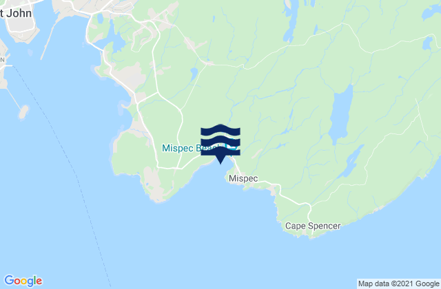 Mappa delle Getijden in Mispec Bay, Canada
