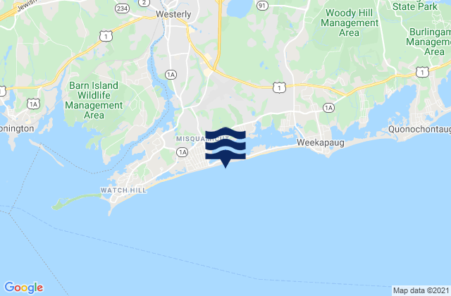 Mappa delle Getijden in Misquamicut State Beach, United States