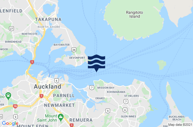 Mappa delle Getijden in Mission Bay, New Zealand