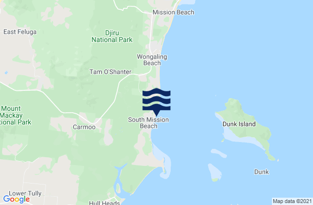 Mappa delle Getijden in Mission Beach, Australia