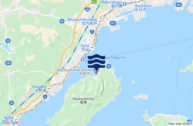 Mappa delle Getijden in Miyajima, Japan