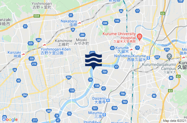 Mappa delle Getijden in Miyaki-gun, Japan