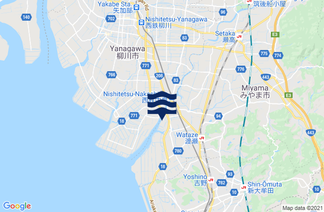 Mappa delle Getijden in Miyama Shi, Japan