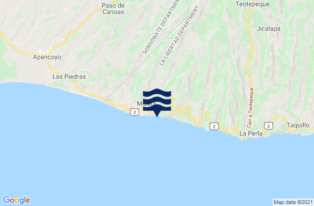 Mappa delle Getijden in Mizata, El Salvador