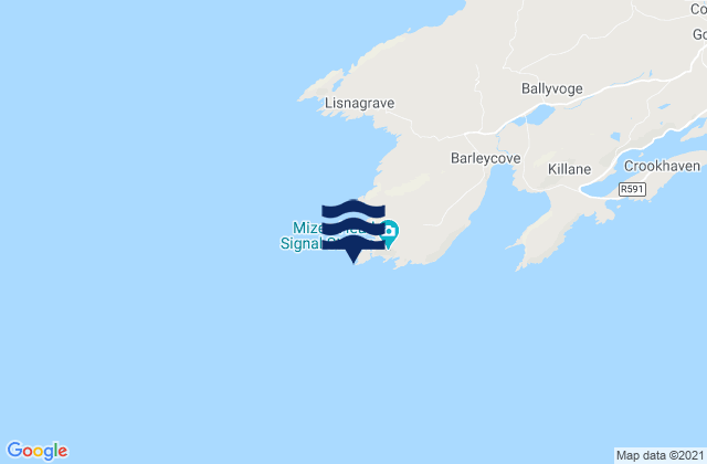 Mappa delle Getijden in Mizen Head, Ireland