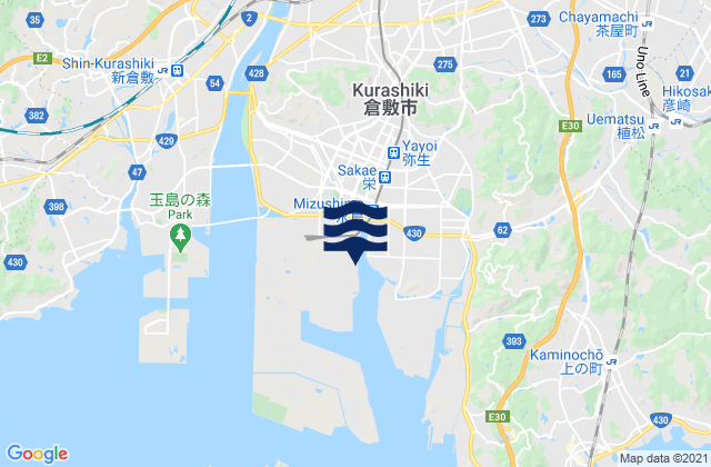 Mappa delle Getijden in Mizushima, Japan