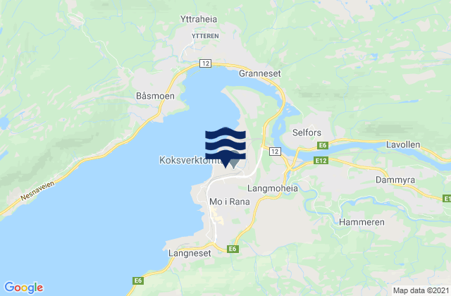 Mappa delle Getijden in Mo i Rana, Norway