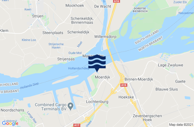 Mappa delle Getijden in Moerdijk, Netherlands