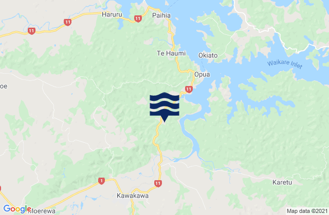 Mappa delle Getijden in Moerewa, New Zealand
