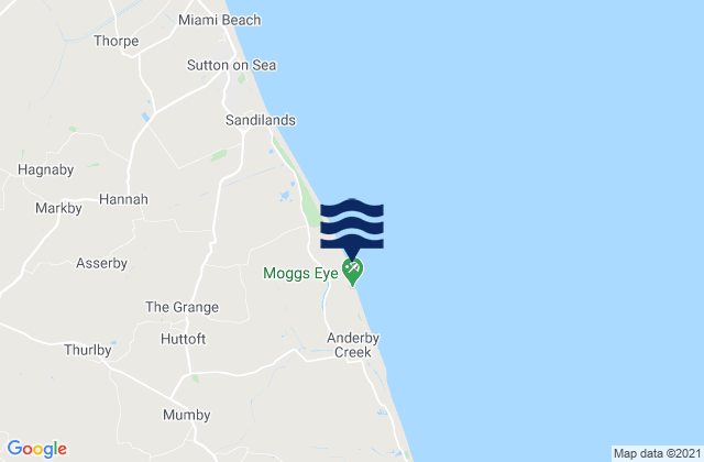 Mappa delle Getijden in Moggs Eye (Huttoft Beach) Beach, United Kingdom
