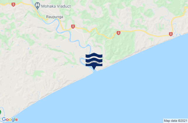 Mappa delle Getijden in Mokau Inlet, New Zealand