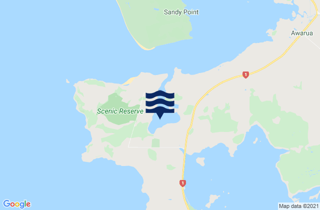 Mappa delle Getijden in Mokomoko Inlet, New Zealand