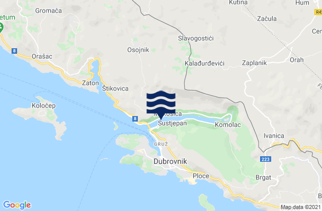 Mappa delle Getijden in Mokošica, Croatia