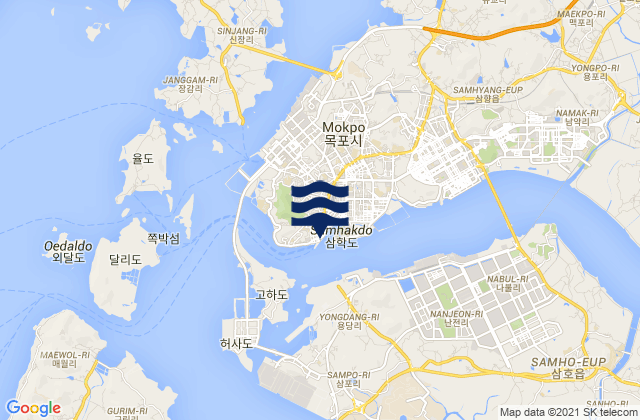 Mappa delle Getijden in Mokp'o, South Korea