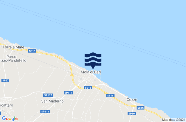 Mappa delle Getijden in Mola di Bari, Italy