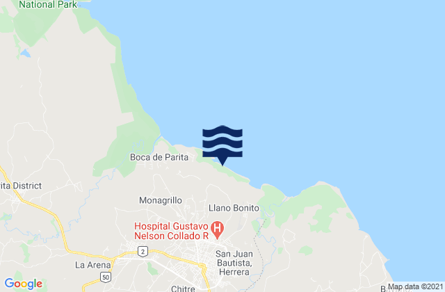 Mappa delle Getijden in Monagrillo, Panama