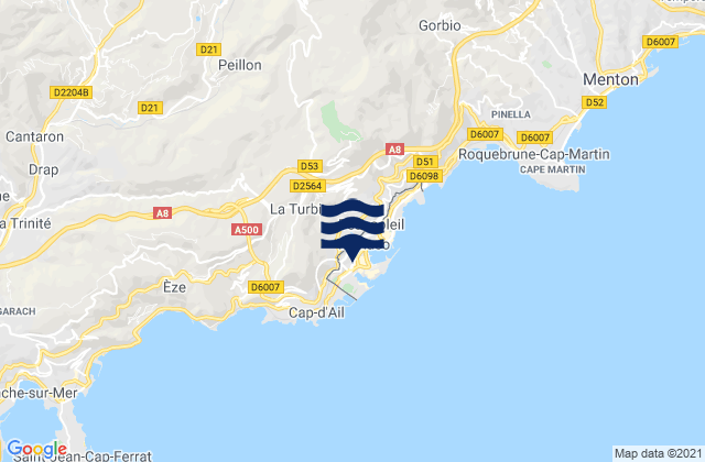 Mappa delle Getijden in Moneghetti, Monaco