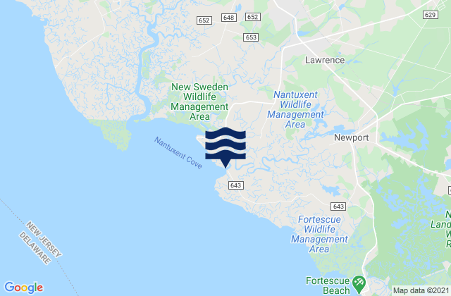 Mappa delle Getijden in Money Island (Nantuxent Creek Entrance), United States