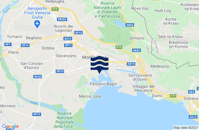 Mappa delle Getijden in Monfalcone, Italy