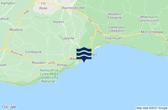 Mappa delle Getijden in Monmouth Beach, United Kingdom