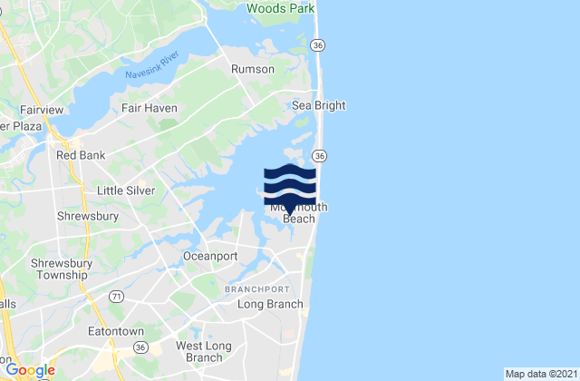 Mappa delle Getijden in Monmouth Beach, United States